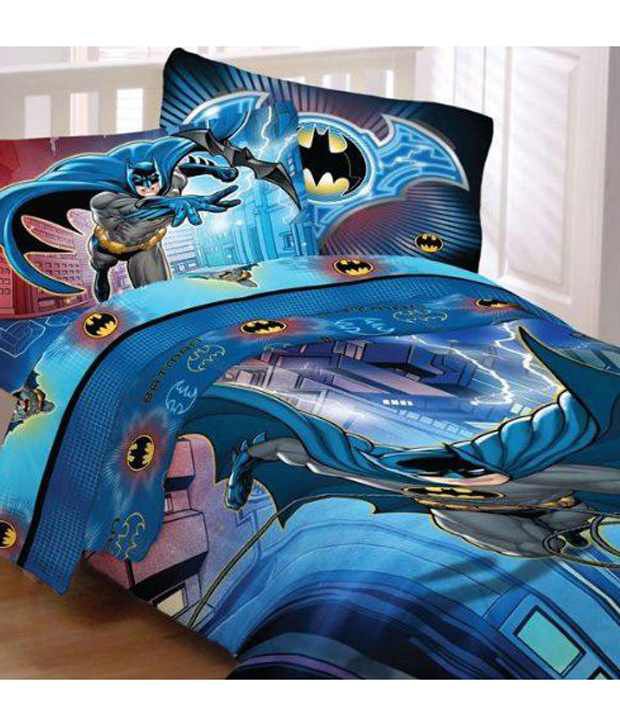Dc Comics Batman  Twin  Bed Sheet Set 3Pc Lightning Night 