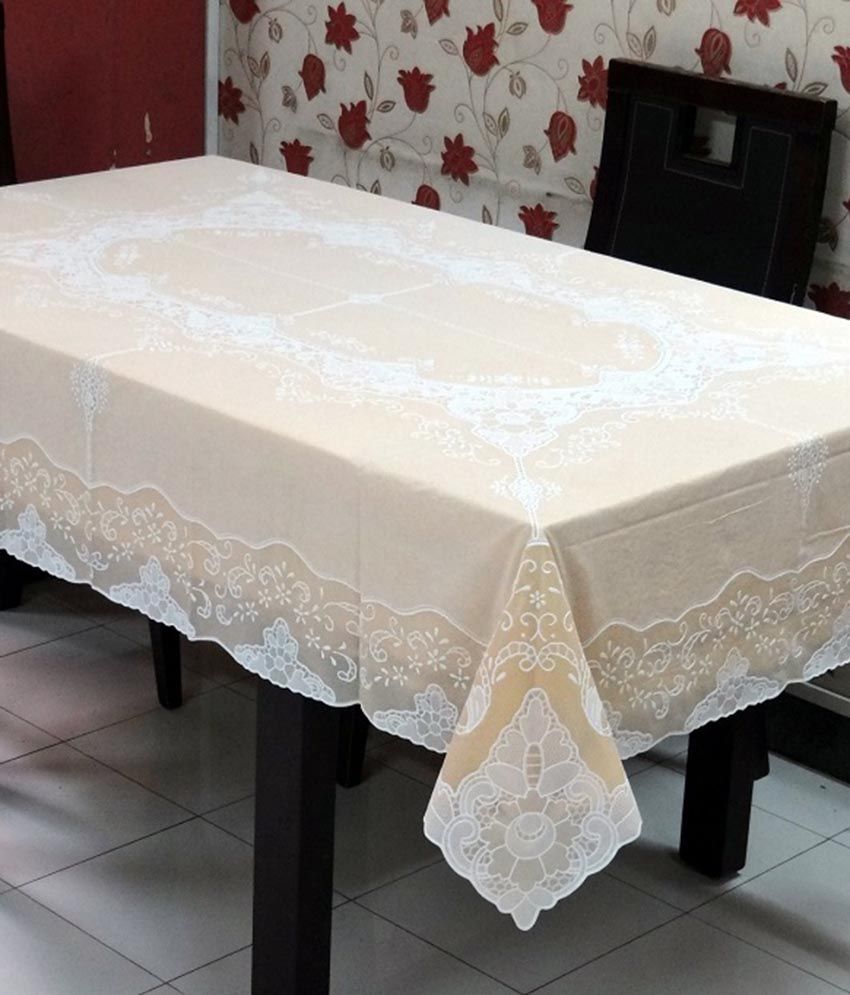 Katwa Clasic - 54 inches x 72 inches Fancy Lace Vinyl Tablecloth (Gold ...