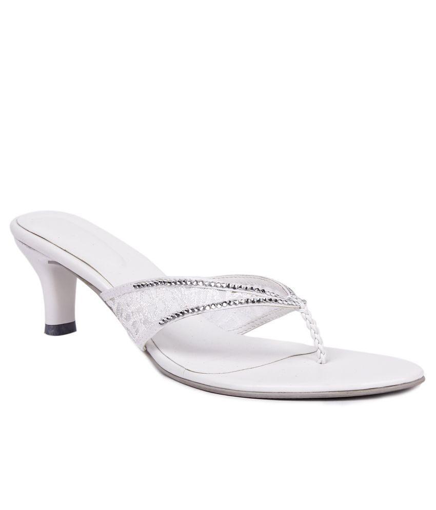 Anand Archies Appealing White Slip On Heels Price in India- Buy Anand Archies Appealing White 