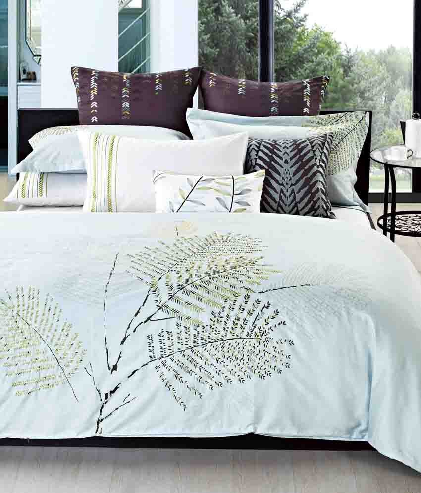 Maishaa Alluring White Embroidered Bed Sheet With 2 Pillow Covers Buy Maishaa Alluring White