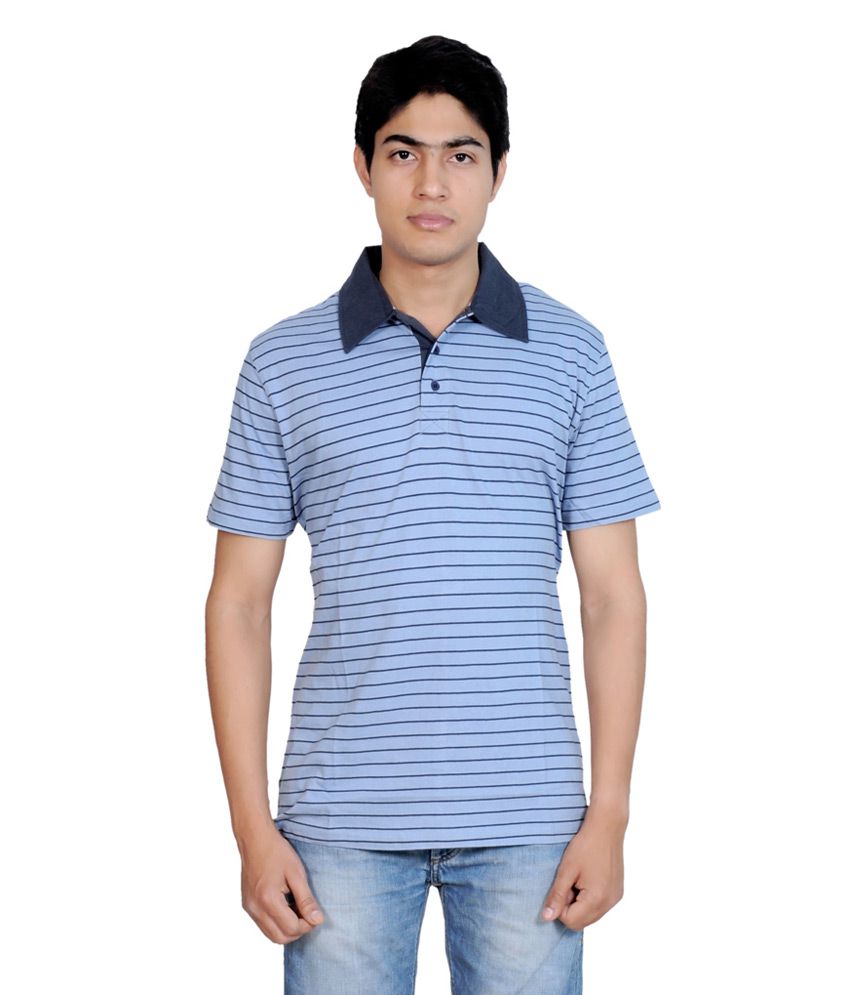 Primewear Sky Blue Striped T-shirt - Buy Primewear Sky Blue Striped T ...