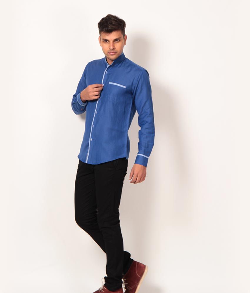 Bendiesel Chinese Collar Blue Clubwear Shirt - Buy Bendiesel Chinese ...