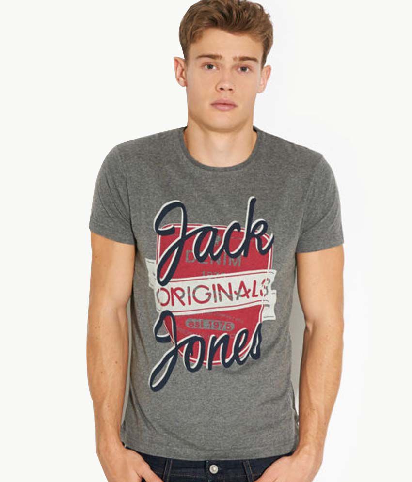 Jack & Jones Originals Hugh Grey Crew Neck T-Shirt - Buy Jack & Jones ...