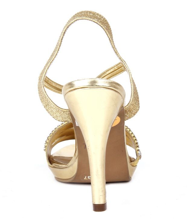 Reyna Elegant Golden Party Wear Heeled Sandals Price in India- Buy Reyna Elegant Golden Party 