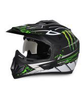 Vega Helmet - Off Road Graphic Monster (Dull Black Base with Green Graphics)