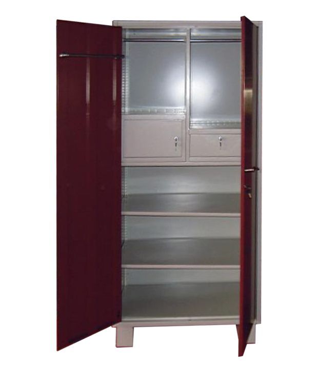 Nilkamal Regal 2Door Wardrobe With Locker Gry-Red: Buy ...