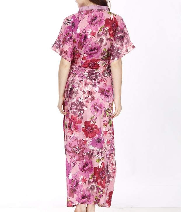 Buy Shibori Pink Printed Cotton Kaftan Nighty Online at Best Prices in