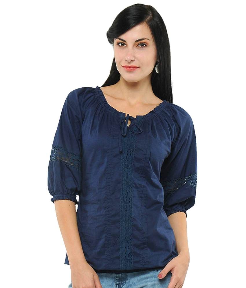 U&F Blue Cotton Tops - Buy U&F Blue Cotton Tops Online at Best Prices ...