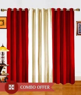 Home Design Set Of 3 Door Eyelet Curtains Solid Buy Home Design