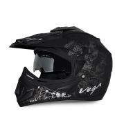 Vega Helmet - Off Road Sketched (Dull Black Base With Silver Graphics)