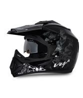 Vega Helmet - Off Road Sketched (Black Base With Silver Graphics)