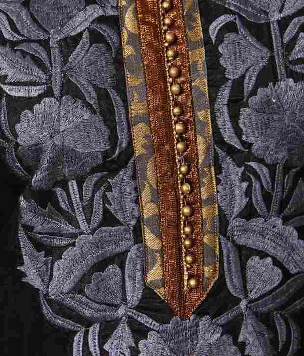 Concepts Black & Golden Embroidered Net Anarkali Suit - Buy Concepts ...