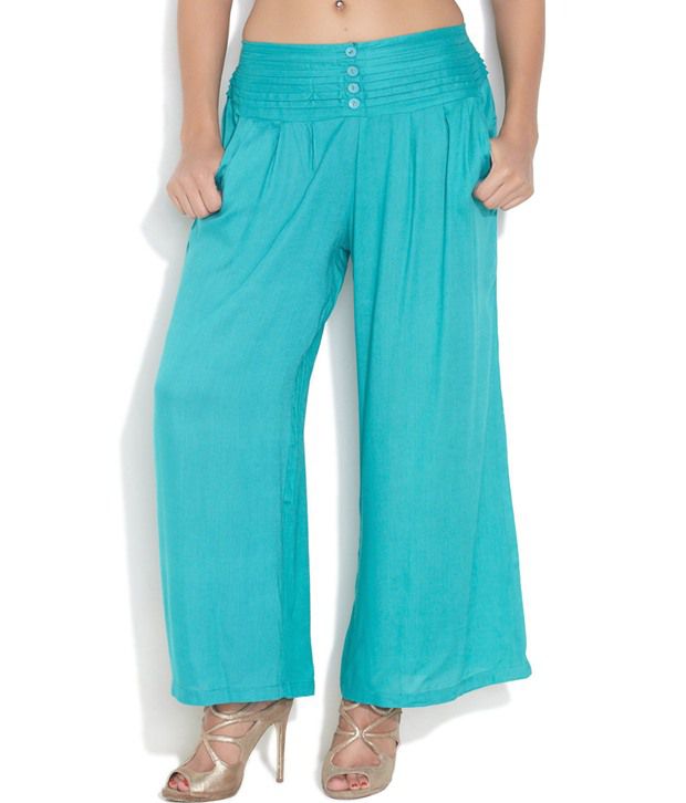 Buy Soch Green Poly Cotton Regular Fit Palazzo Pants Online at Best ...