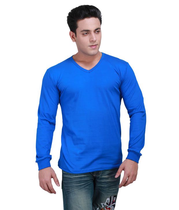 Inkovy Stylish V Neck Full Royal Blue T-shirt - Buy Inkovy Stylish V ...