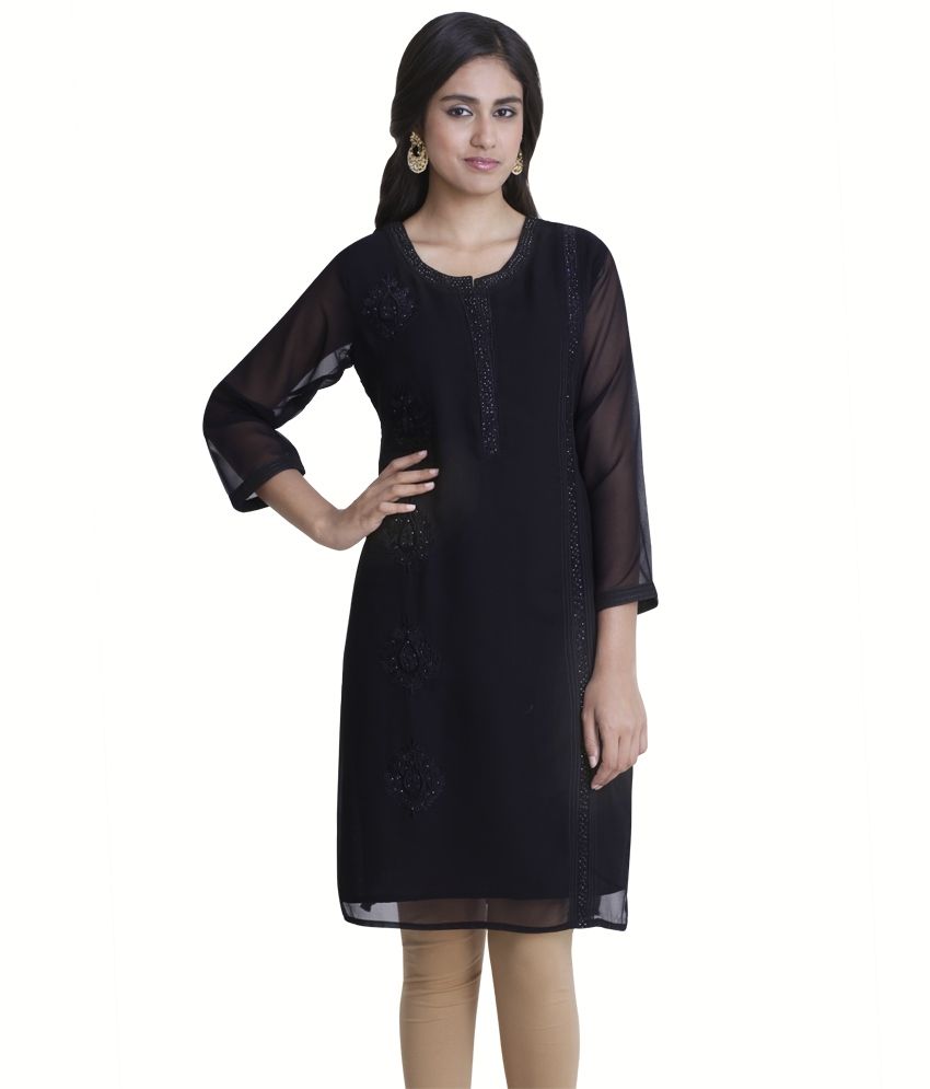 Libas Black Georgette Kurta - Buy Libas Black Georgette Kurta Online at ...