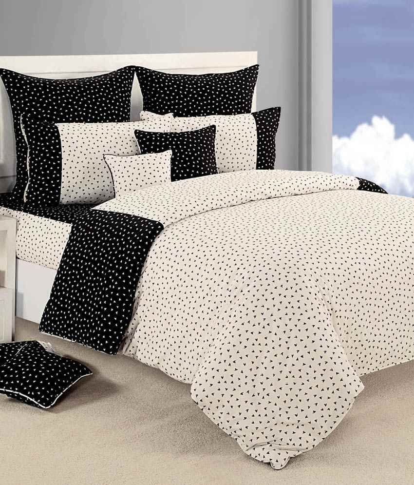 Swayam Shades Of Paradise Cream Black Duvet Cover