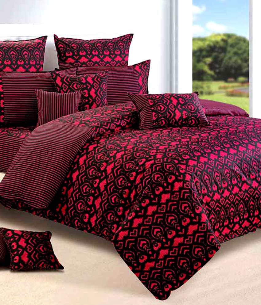 Swayam Shades Of Paradise Magenta & Black Comforter Buy Swayam Shades