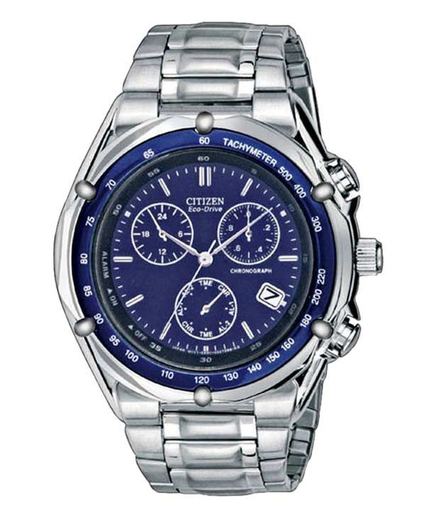 citizen silver and blue watch