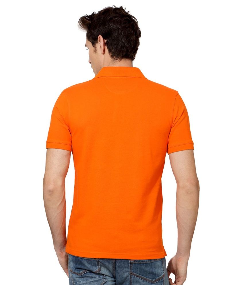 Allen Solly Orange Solid Polo T Shirt 