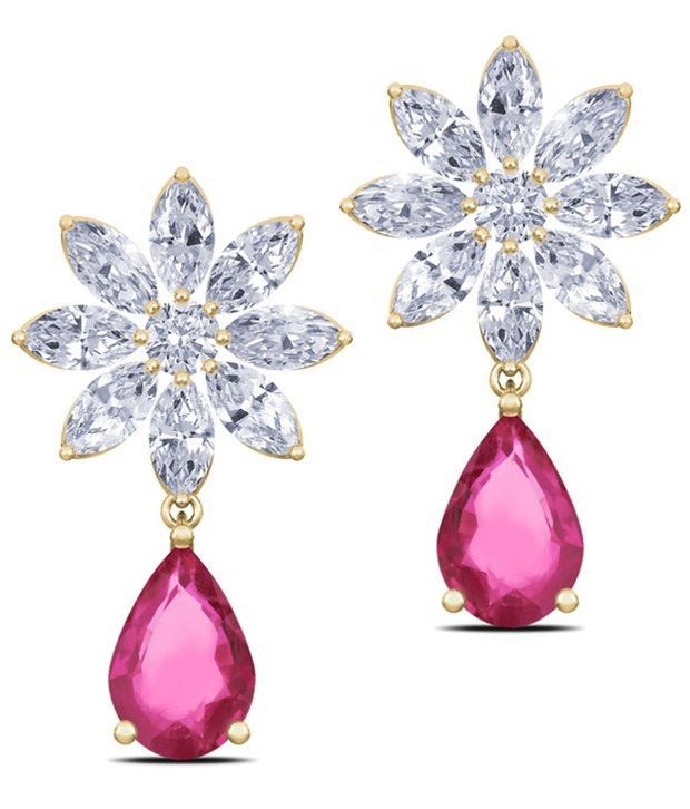 Caratlane Nakshatra Ruby 18 Kt Certified Real Diamond Gemstone Caratlane Nakshatra Ruby 18 Kt Certified Real Diamond Gemstone Hallmarked Gold Earring
