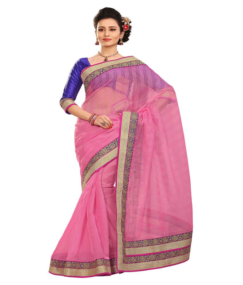 Chintamani Pink Net Saree - Buy Chintamani Pink Net Saree Online at Low ...