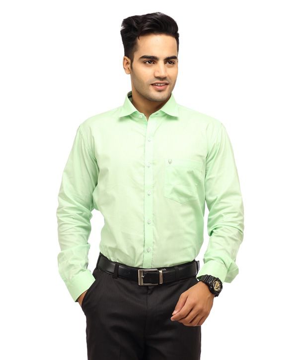 Cavana Green Full Semi Formals Solids Shirt - Buy Cavana Green Full ...