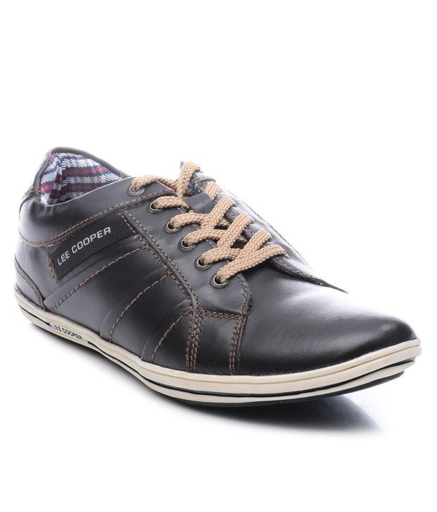 lee cooper brown leather casual shoes