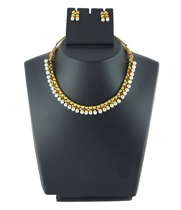 Golden Collections Gold Moti Necklace Set - Buy Golden Collections Gold ...