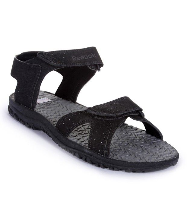 reebok black floater sandals
