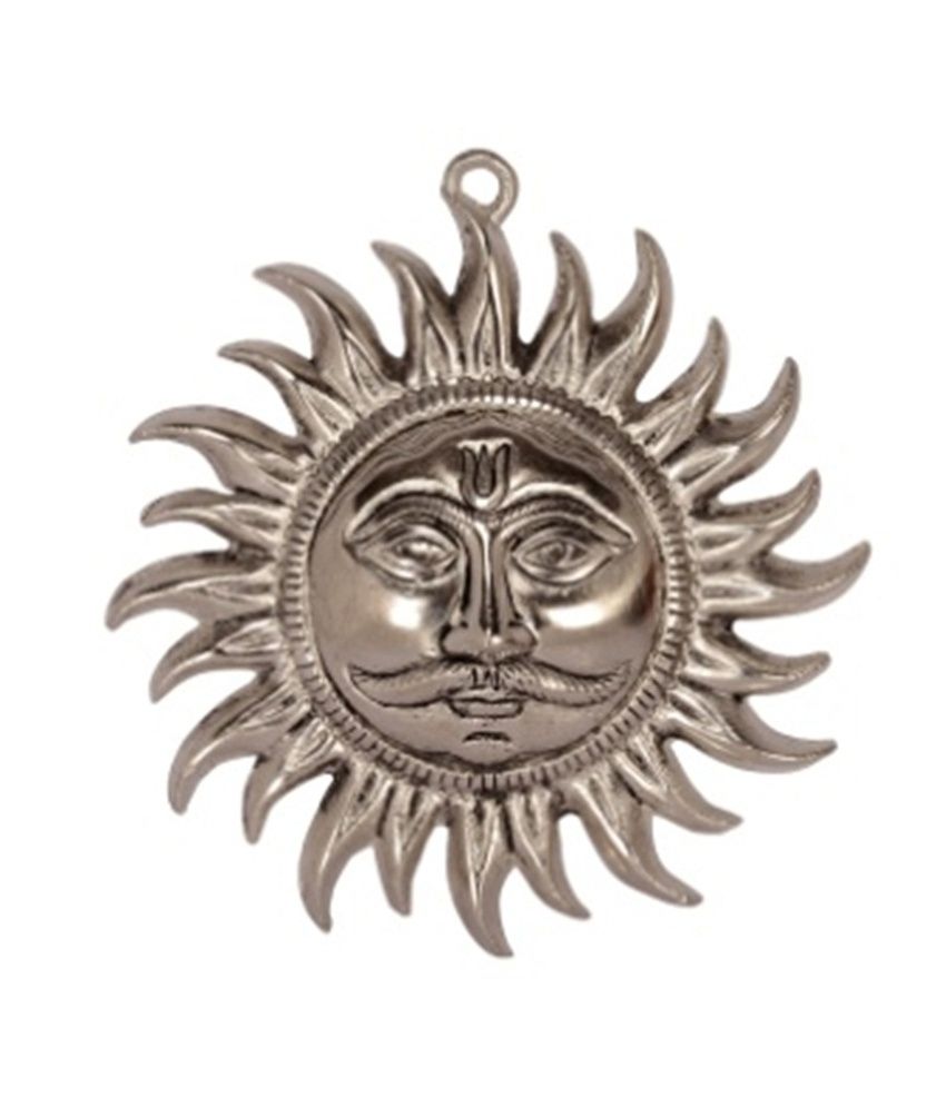     			eCraftIndia Silver Toned Sun Decorative Wall Hanging