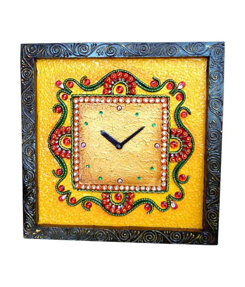 Royal Handicraft Yellow Paper Mache Wall Clocks Buy Royal Handicraft