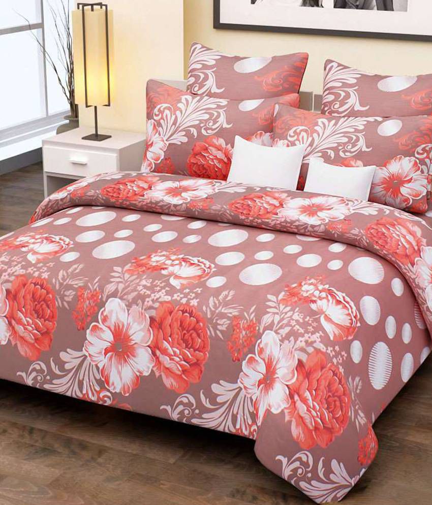    			Home Candy Multi Floral Cotton Double Bedsheet With 2 Pillow Cover