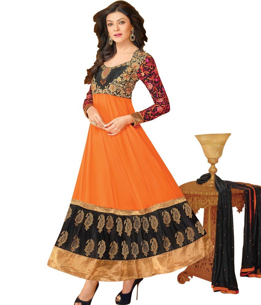 orange anarkali suits