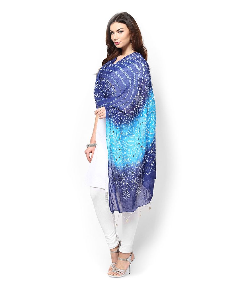 Rajasthani Sarees Blue Cotton Bandhani Dupatta Price in India - Buy ...