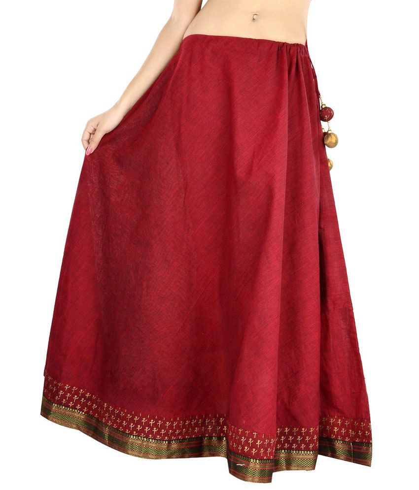 Buy 9Rasa Maroon Cotton Skirts Online at Best Prices in India ...