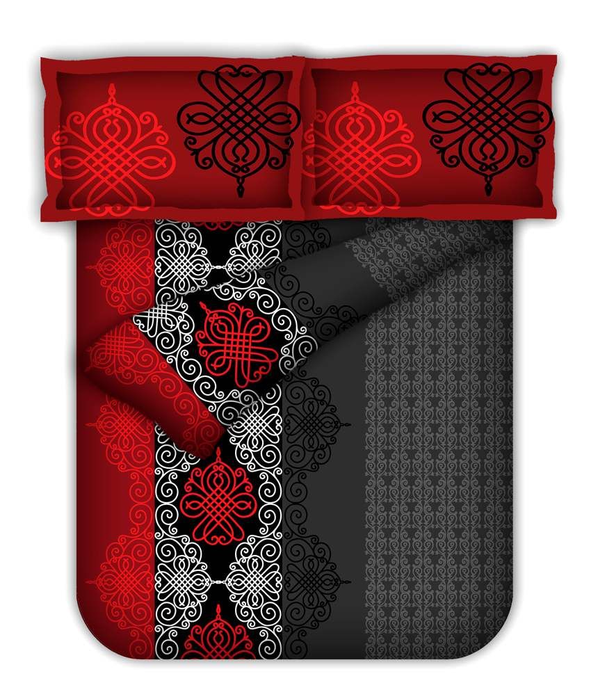 Bianca Red Contemporary Cotton Double Bed Sheet with 2 Pillow Covers