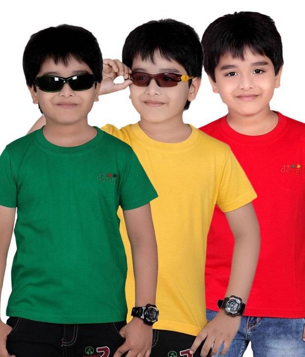 Dongli Pack of 3 Rich Look Boys Multi Colors Half Sleeves T-Shirts