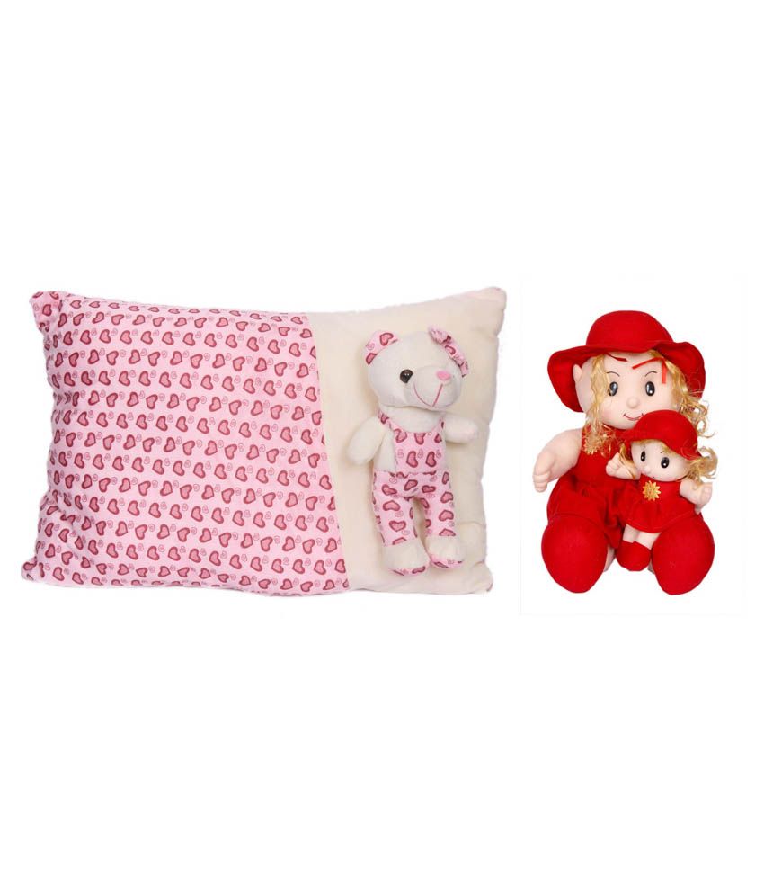 pink teddy v pillow