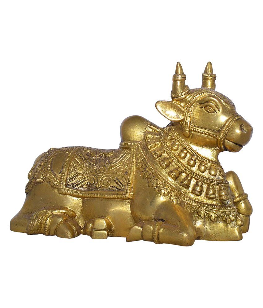 Decor Destination Golden Brass Sitting Nandi Idol: Buy Decor ...