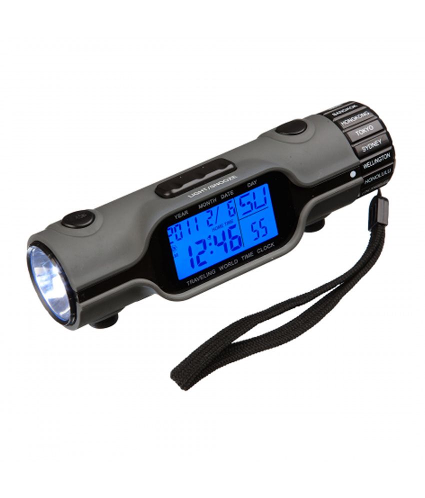 Power Plus Black Round World Time Clock With Torch Buy Power Plus