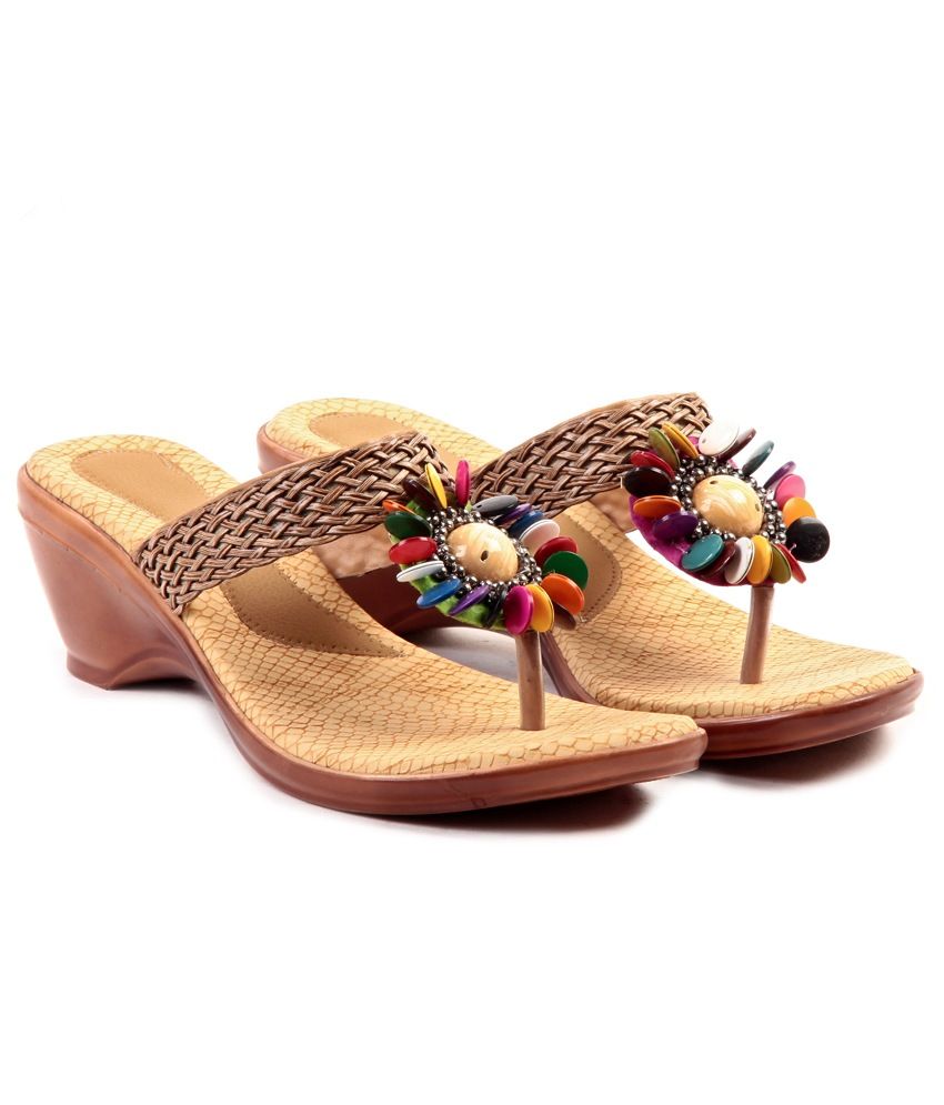 tan slip on wedges