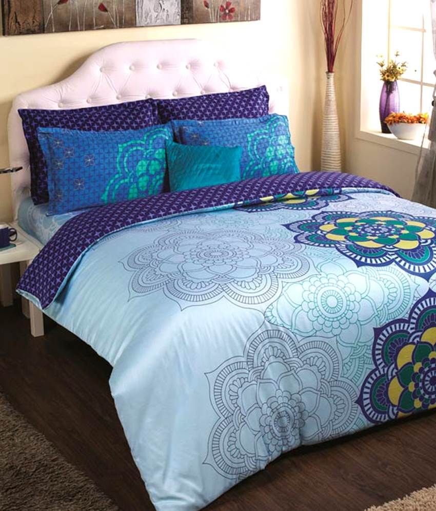 Portico New York Blue Printed Cotton Comforter Buy Portico New York