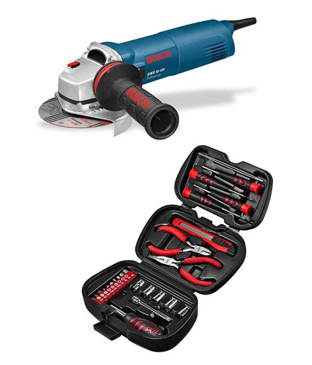 Bosch Angle Grinder GWS 10 125 With Free Skil Mini Hand Tool Set- 25 ...