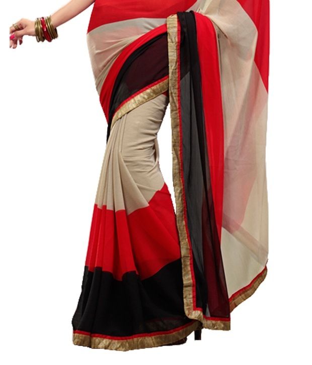 Fabdeal Multicoloured Georgette Saree Buy Fabdeal Multicoloured