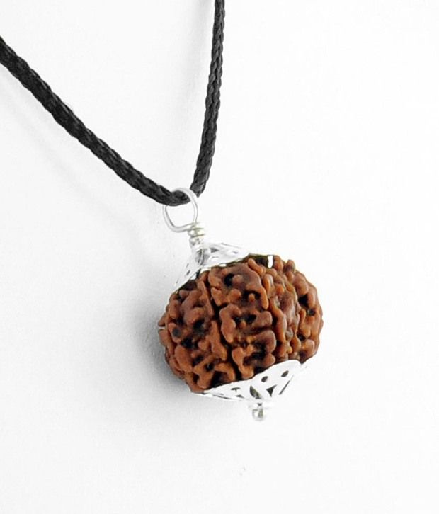 Barishh Gems Certified 9 Mukhi Rudraksha Bead Pendant With Black Thread