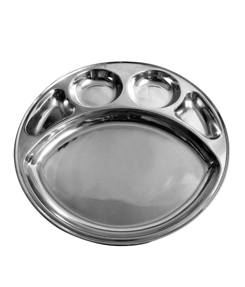 Bhansali Round Stainless Steel Plate (5 Slots)-Set of 2: Buy Online at Stainless Steel Round Stock Near Me