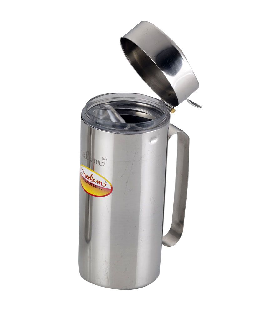     			Neelam Stainless Steel Silver Oil Container (Set of 1) 1000ml