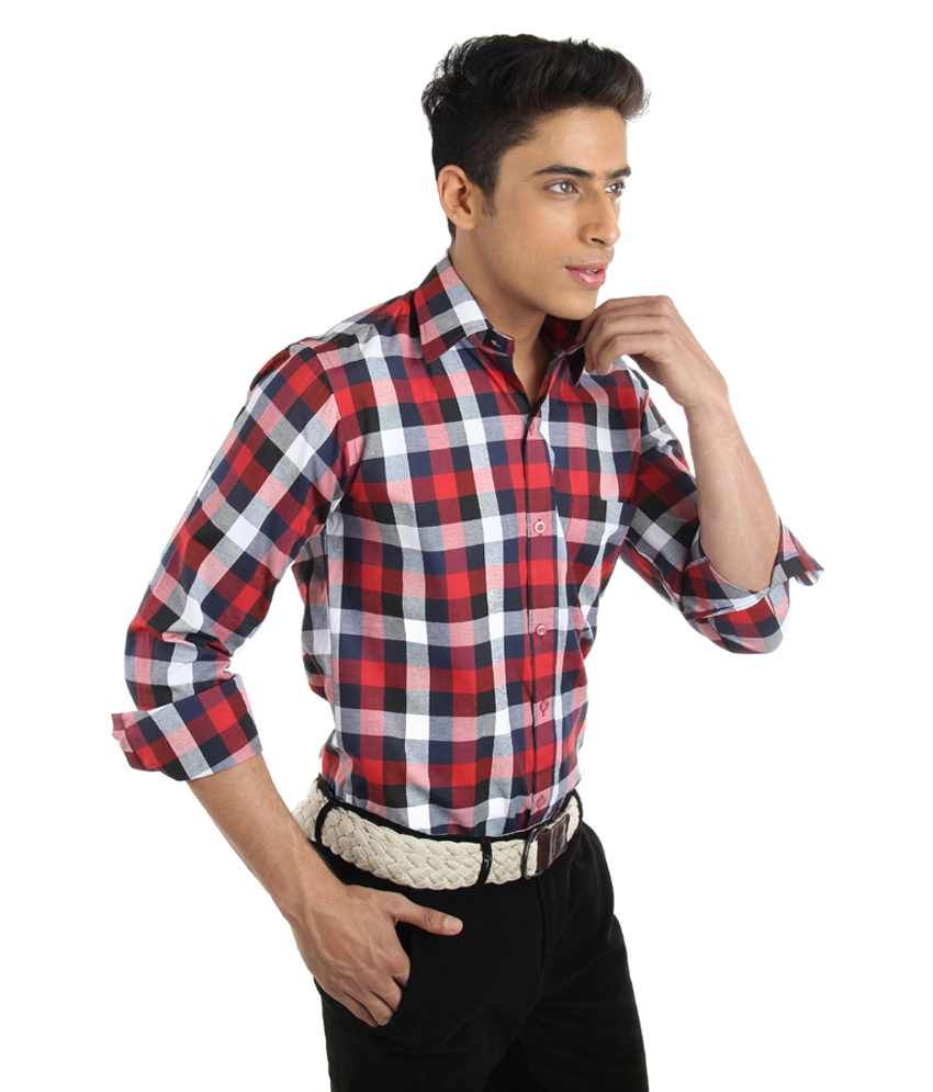 red and black colour check shirt