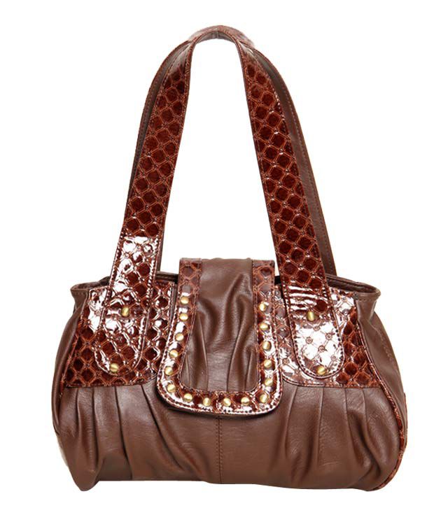 Ivy Brown & Golden Rivets Embellished Handbag - Buy Ivy Brown & Golden ...