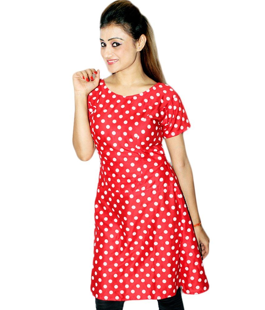 kurti design in red colour